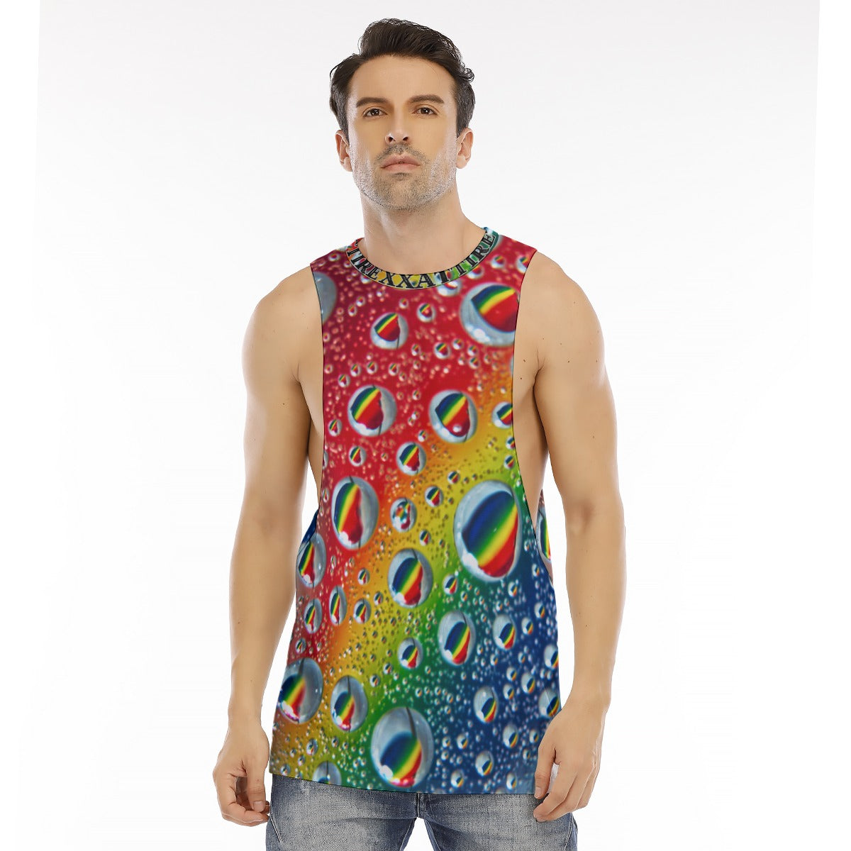 Multi Colour Print Men's Long Tank Top