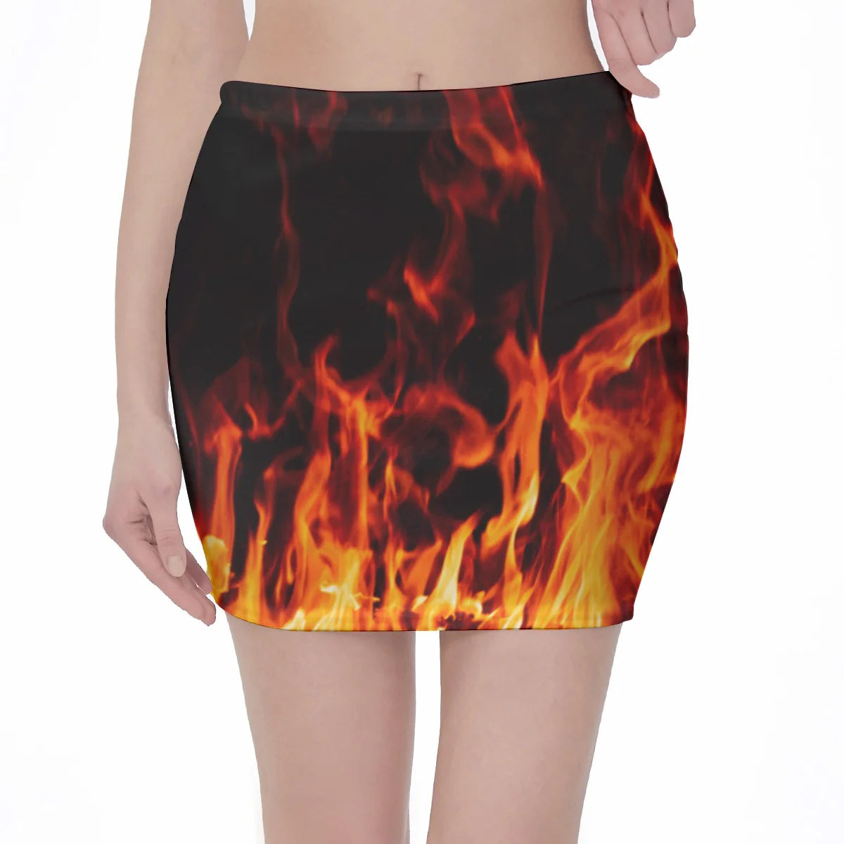 Flame Print Hip Skirt