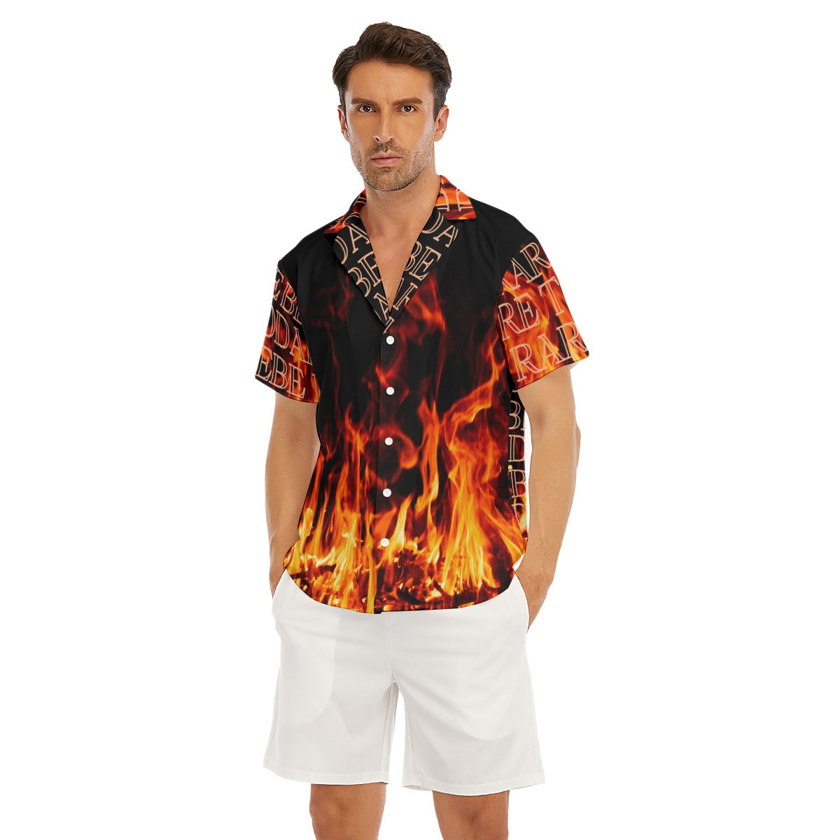 All-Over Text Print Men's Deep V-neck Short Sleeve T-shirt