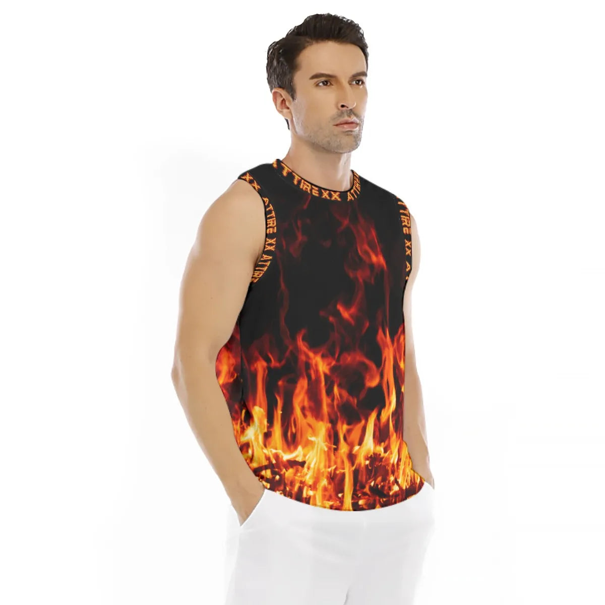 Flame Print Men's Sports Vest Tank Top