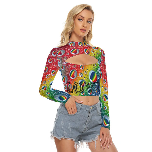 Multi Colour Pride Women's Keyhole Long Sleeve Crop Top