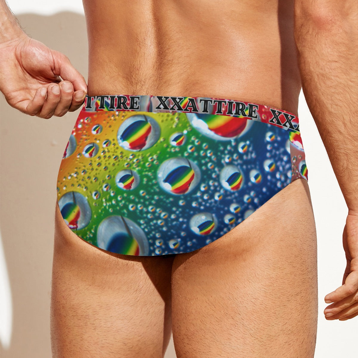 Multi Colour Print Men's Drawstring Swim Briefs