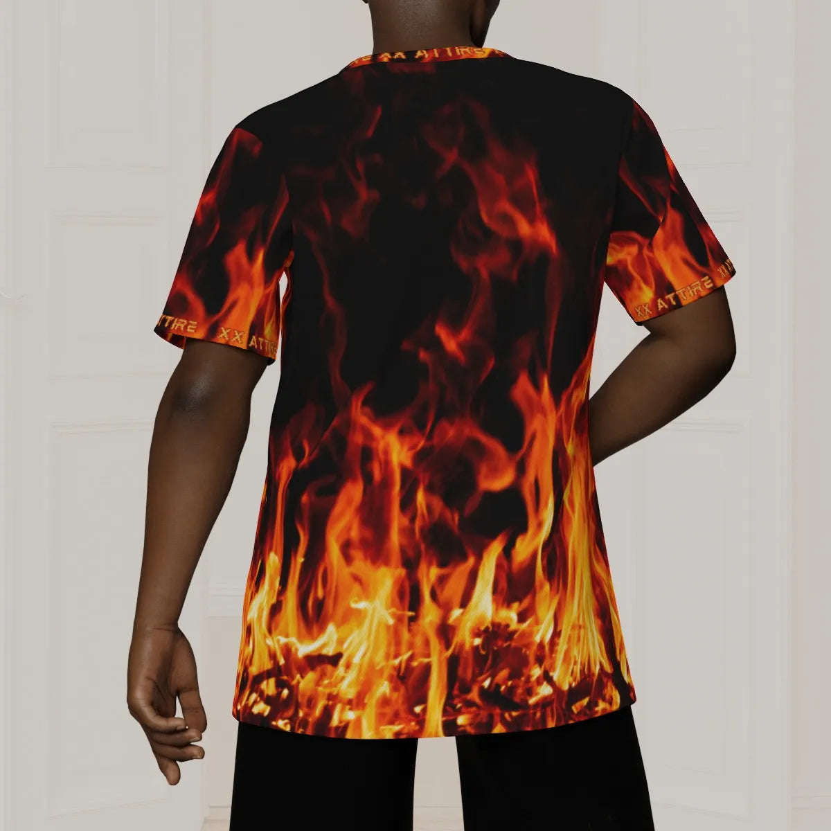 Flame Print Men's Windbreaker T-Shirt