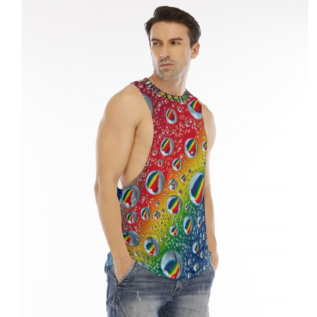 Multi Colour Print Men's Long Tank Top