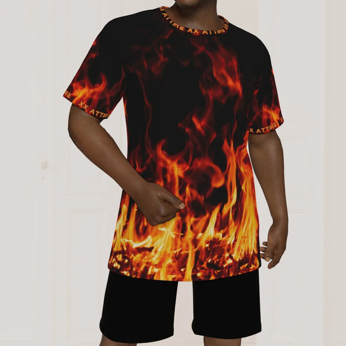 Flame Print Men's Windbreaker T-Shirt