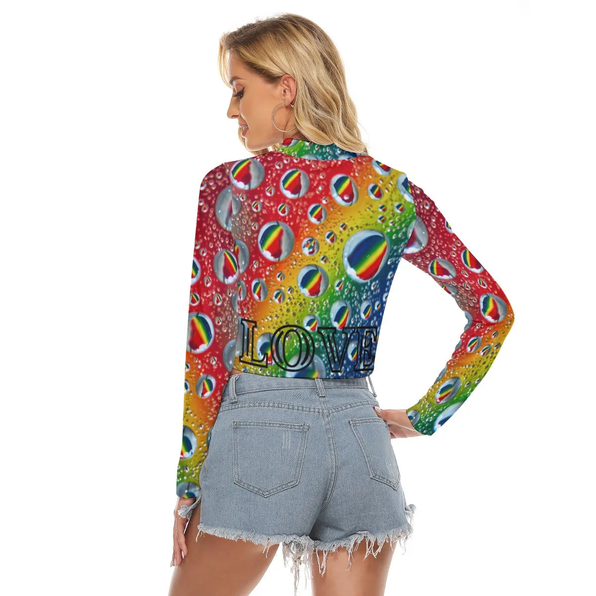 Multi Colour Pride Women's Keyhole Long Sleeve Crop Top