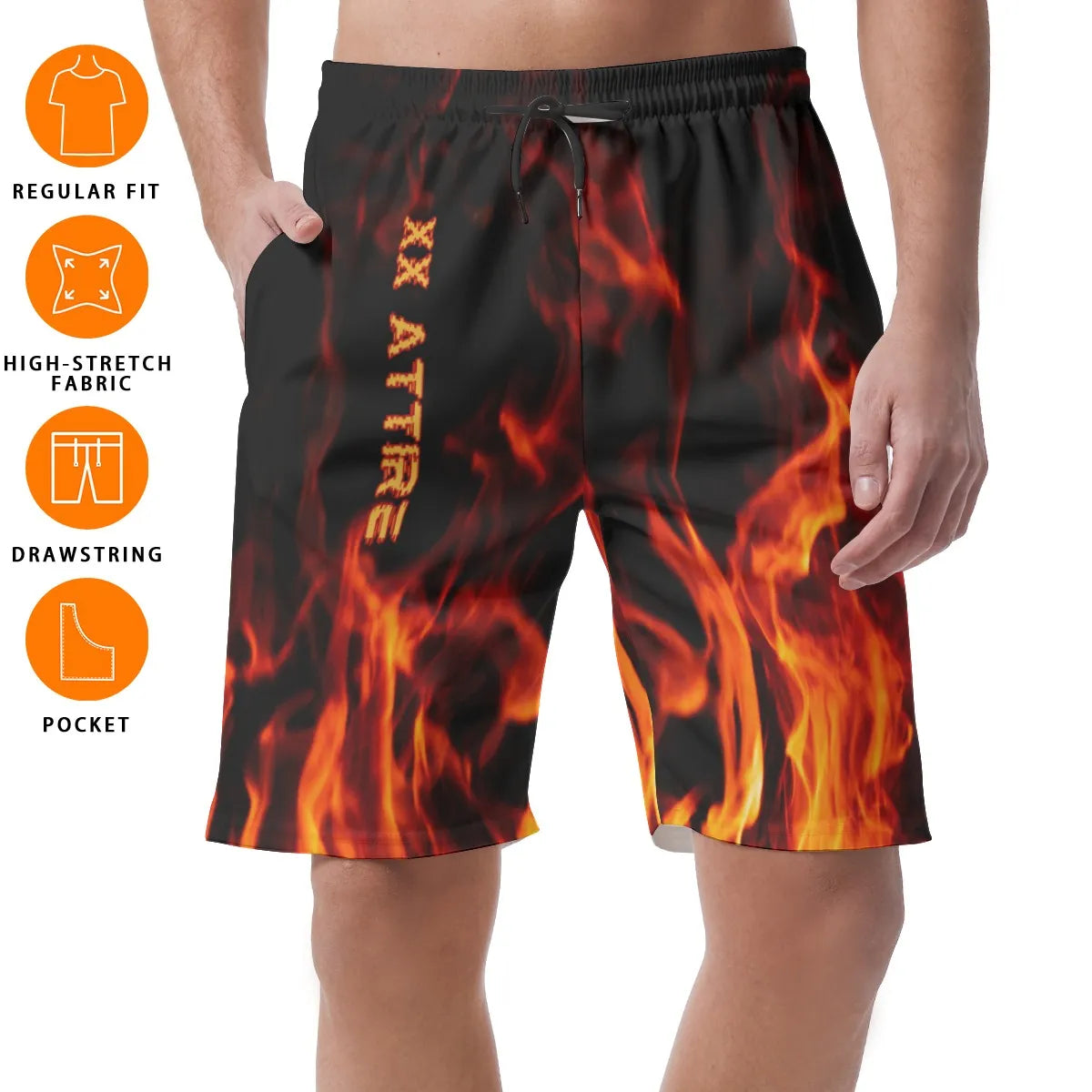 Flame Print Men's Short Pants